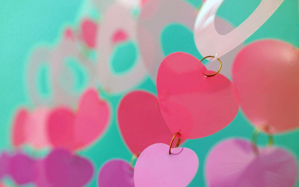 Hearts of Sequins: A Whimsical Pink and Violet Computer Background Wallpaper
