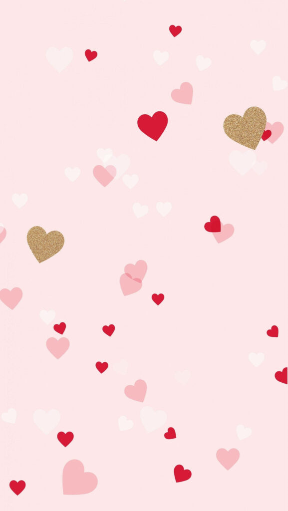 Pink Wonderland: Adorable iPhone Lock Screen with Tiny Hearts on Light Pink Background Wallpaper