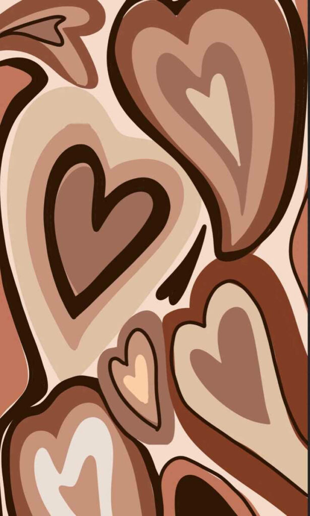 Y2k Nostalgia Captured: Distorted Brown Hearts and Black Borders Reverberate in This Impressive Background Image Wallpaper