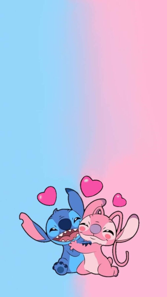 Adorable Animated Characters Hugging on a Pastel Heartwarming Wallpaper