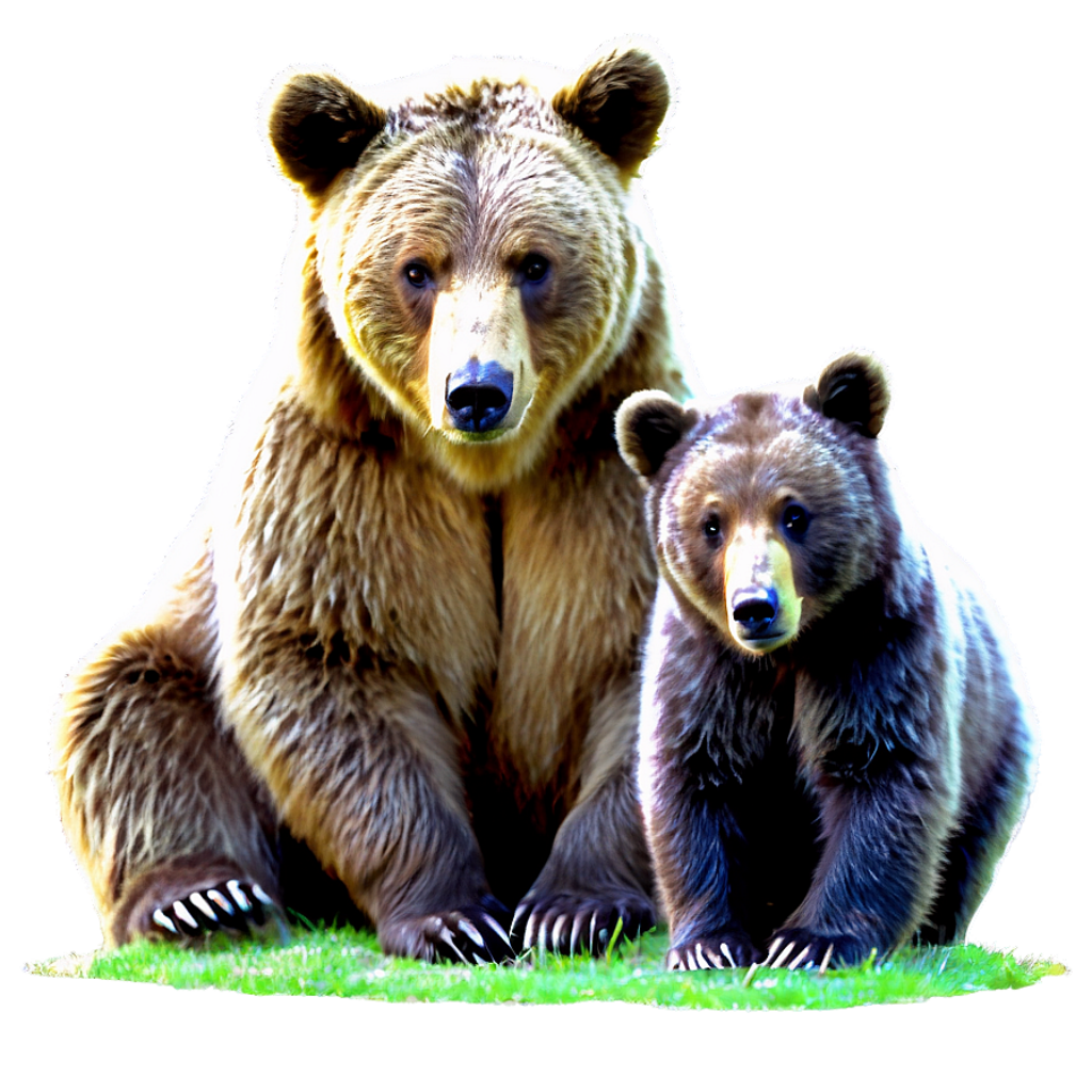Heartwarming Bear Family Wallpaper: Adult and Cub in Nature
