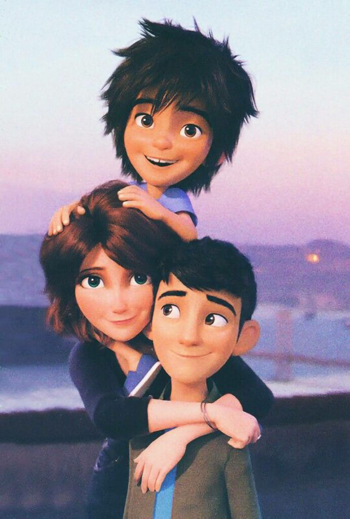 Heartwarming Big Hero 6 Wallpaper: Hamada Family in Serene Scene