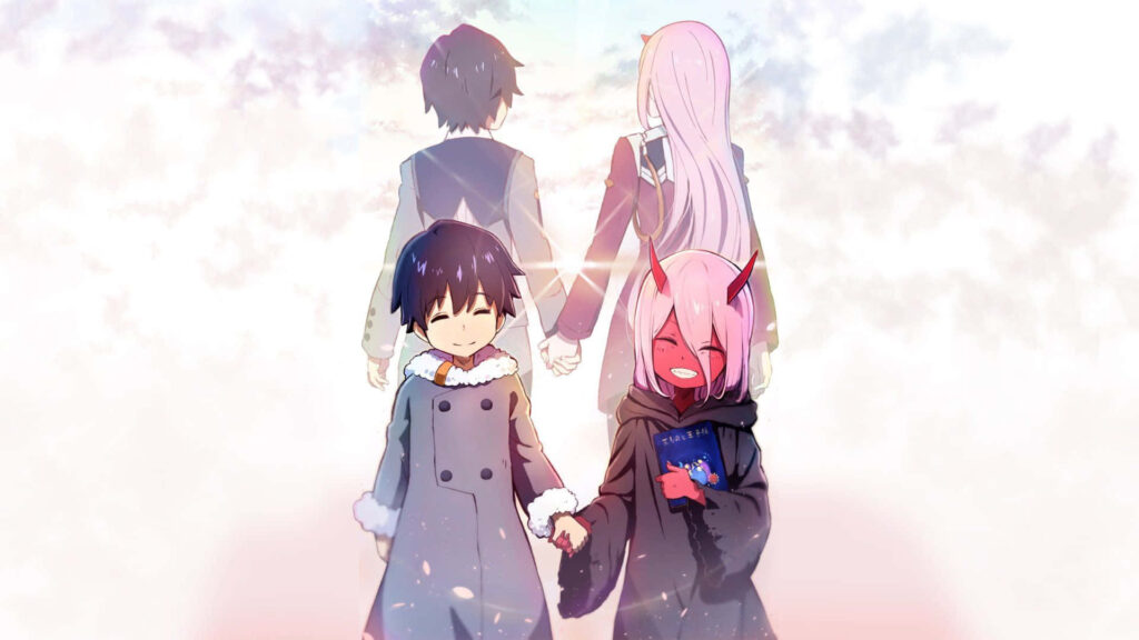 Darling in the Franxx Wallpaper: Hiro & Zero Two's Heartwarming Bond