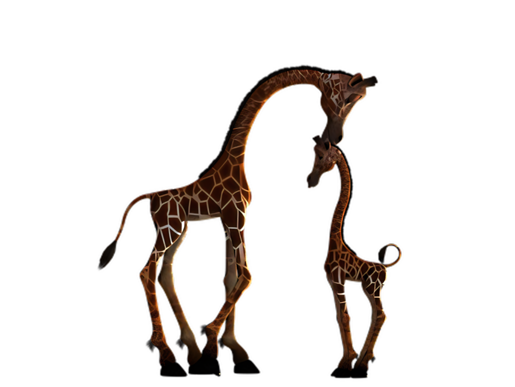 Heartwarming Giraffe and Calf Wallpaper: Illuminating Affection