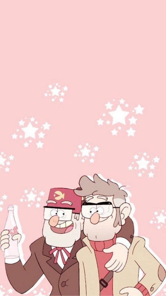 Gravity Falls wallpaper with Pines twins Grunkle Stan Stanford pastel pink starry background