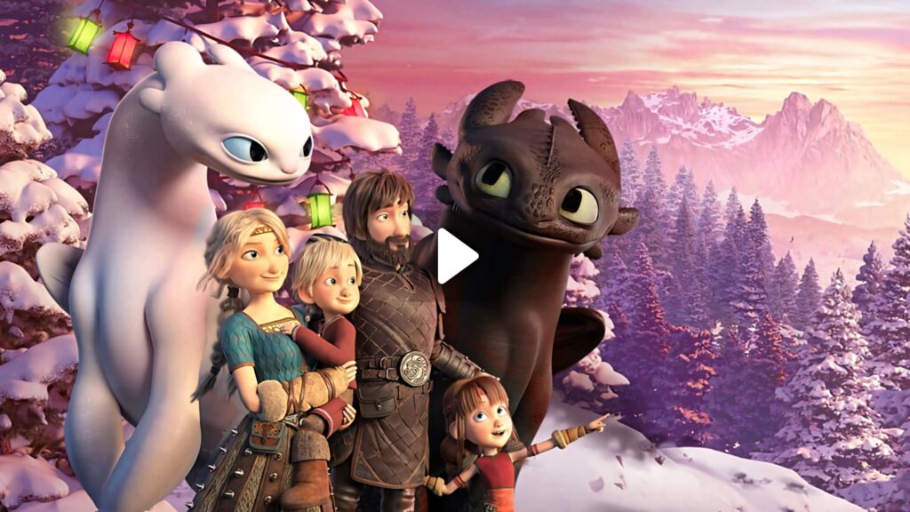 Festive How To Train Your Dragon Wallpaper: Toothless & Light Fury in Snow