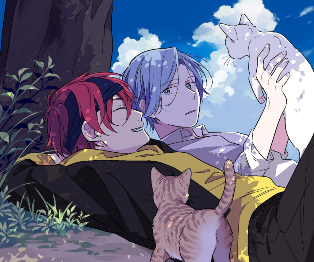 Heartwarming Reki & Langa Wallpaper: Cats & Clear Blue Sky