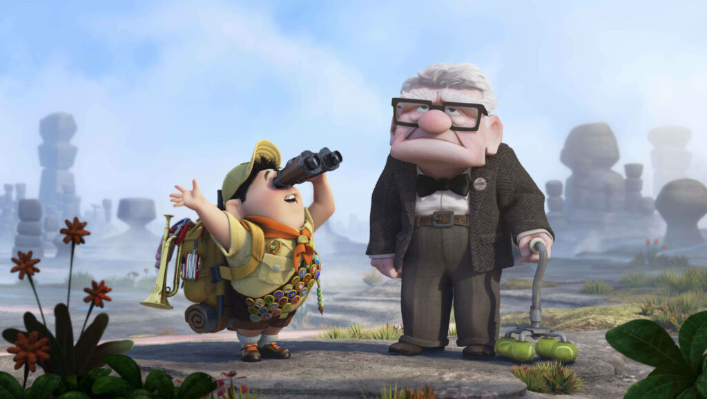 Heartwarming Up Wallpaper: Carl & Russell in Nature's Embrace