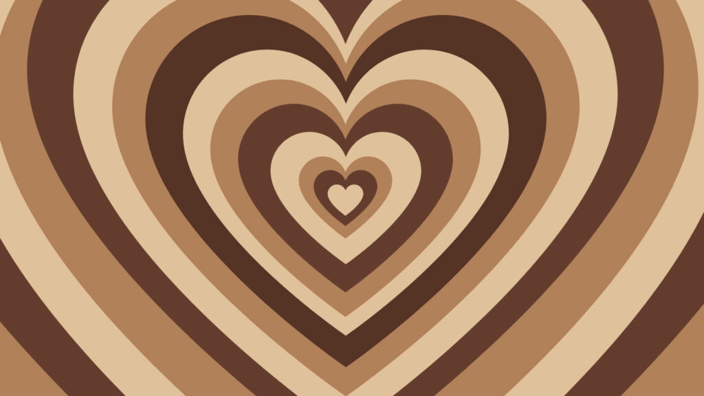 Heartfelt Harmony: A Stunning Brown Aesthetic Wallpaper in Hues of Love