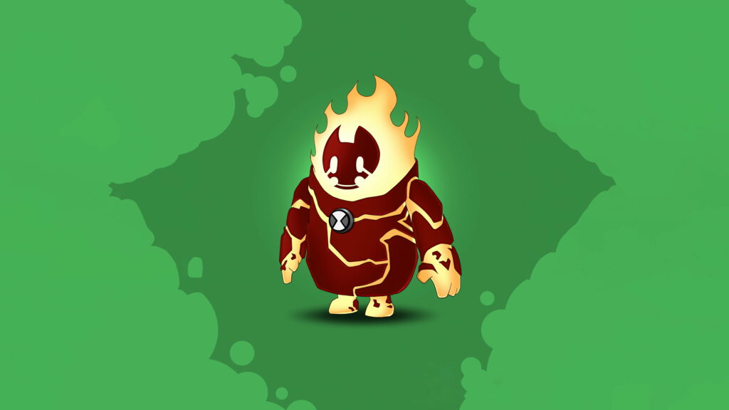 Flaming Fun: Heatblast joins the Fall Guys as Ben 10's Stunning 4K Wallpaper