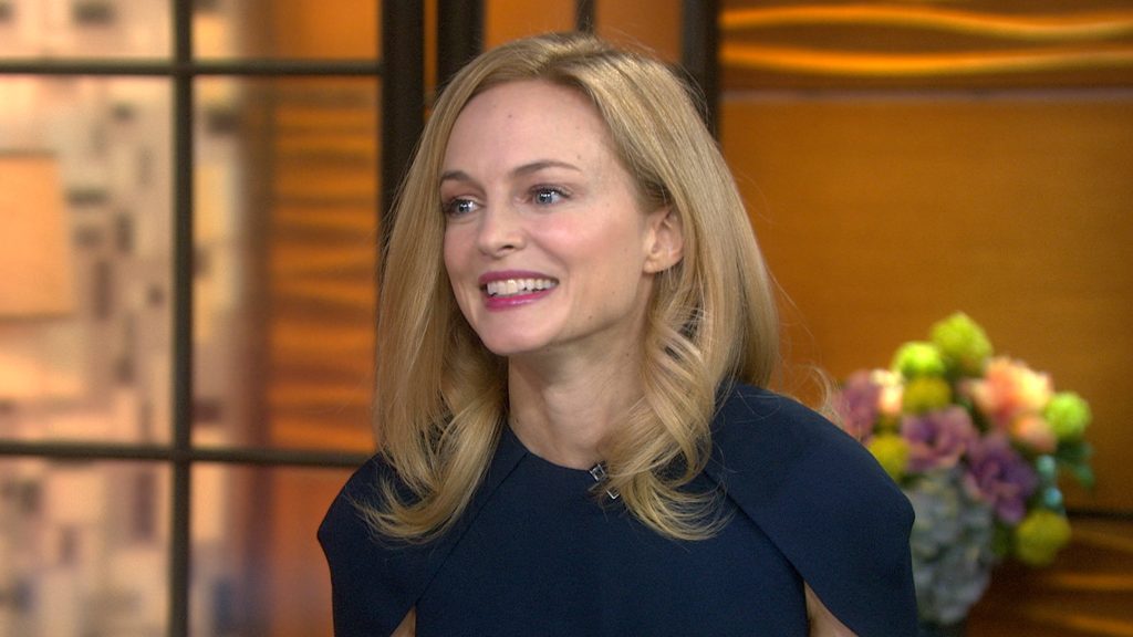 Heather Graham smiling in 2014 Today Show interview with warm lighting and floral backdrop Wallpaper