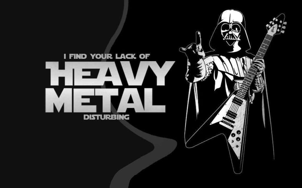 Heavy Metal Darth Vader Wallpaper: Rock Gesture & Iconic Humor