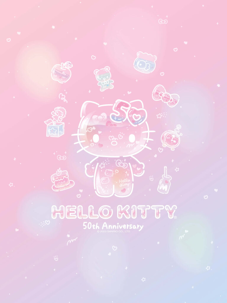 Hello Kitty 50th Anniversary Wallpaper: Pastel Pink & Blue Design
