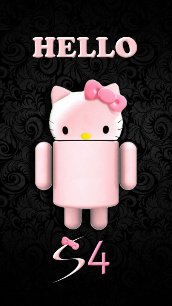Hello Kitty & Android Fusion Wallpaper on Textured Black Background