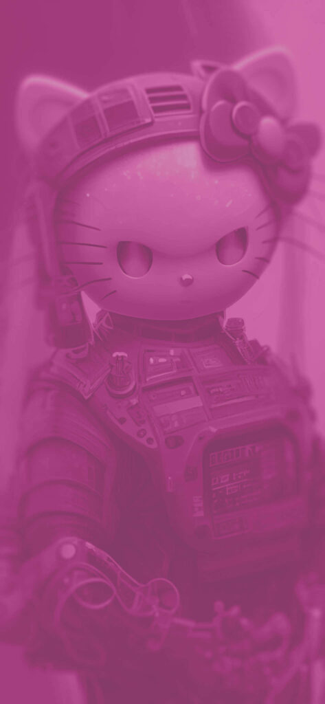 Futuristic Hello Kitty Astronaut Wallpaper in Vibrant Purple