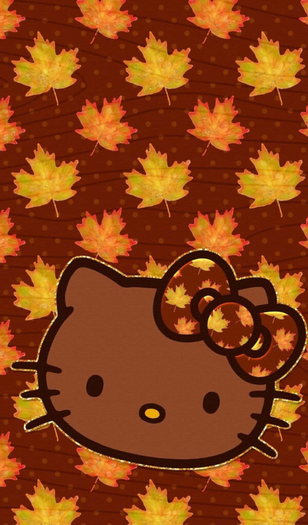 Hello Kitty Autumn Leaves Wallpaper: Cozy Fall Design