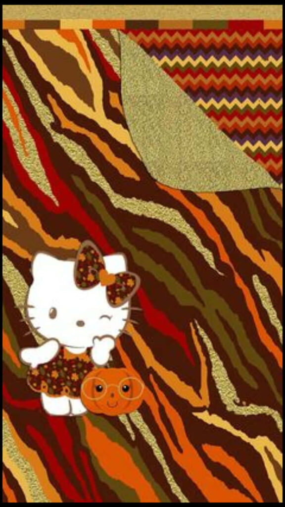 Festive Hello Kitty Wallpaper: Cozy Autumn Background for Thanksgiving