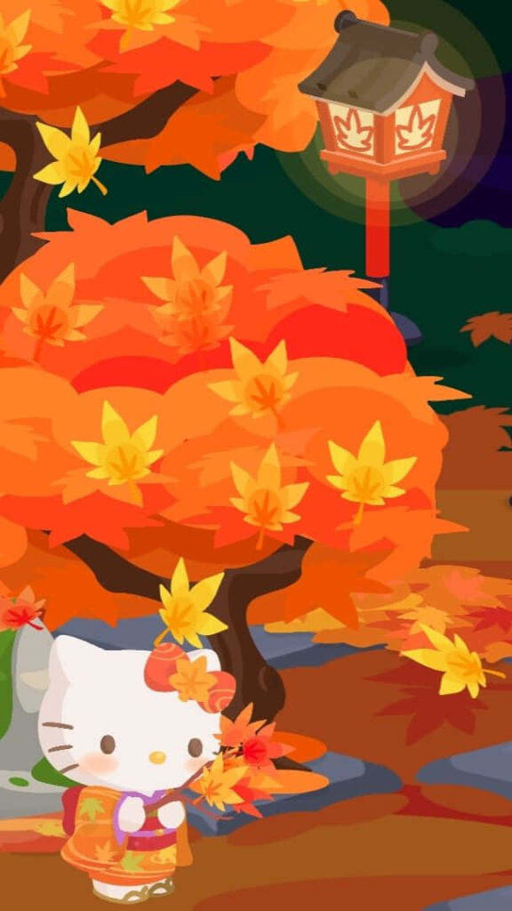 Hello Kitty Autumn Wallpaper: Festive Thanksgiving Scene