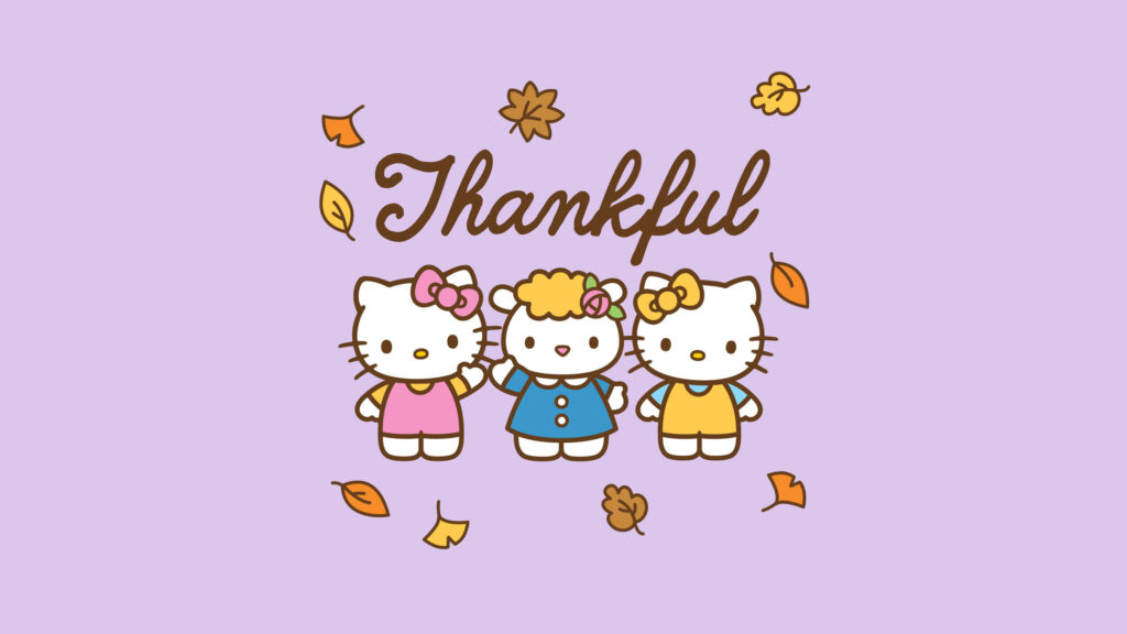 Autumn Hello Kitty Wallpaper: Thankful & Festive Friends Design