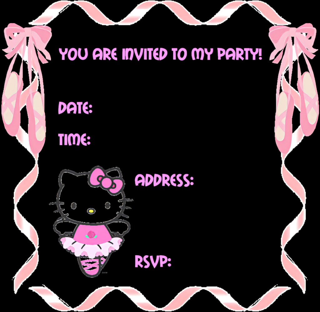 Adorable Hello Kitty Ballerina Party Invitation Template Wallpaper