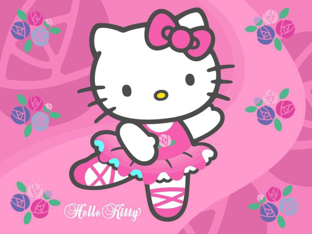 Hello Kitty Ballerina Wallpaper: Cute Pink Tutu & Floral Accents