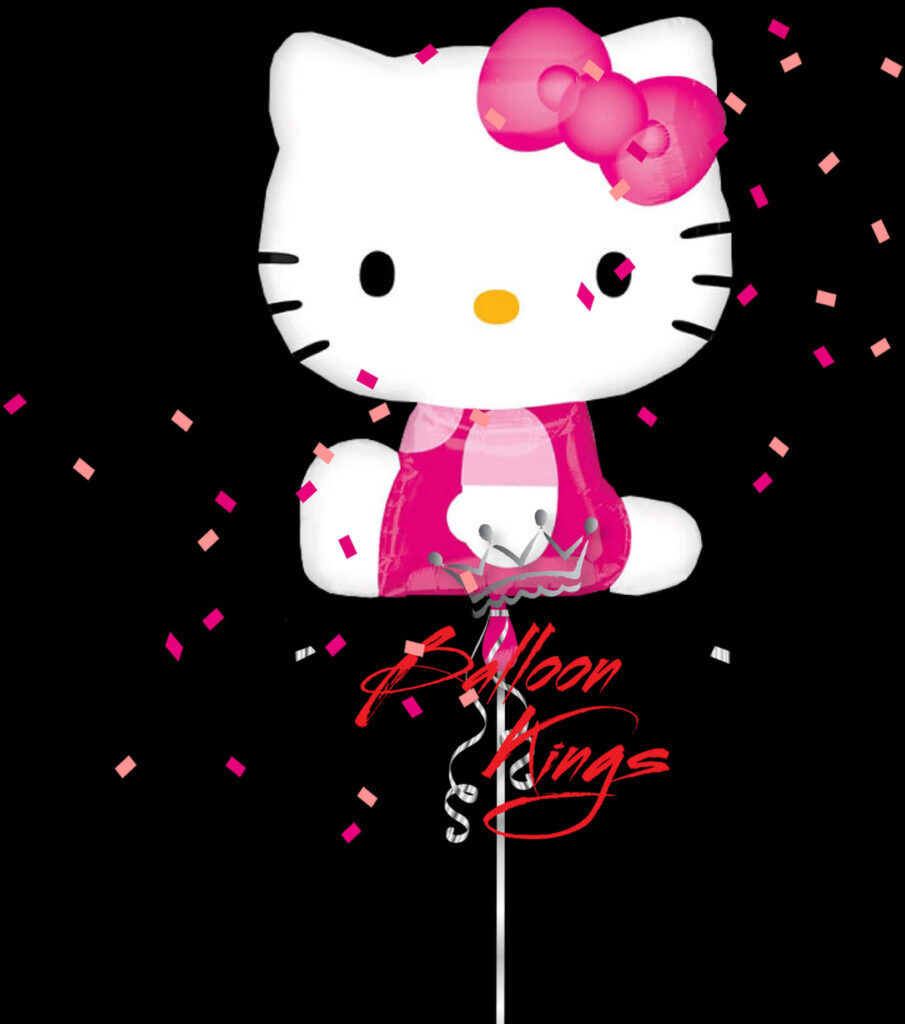Festive Hello Kitty Balloon Wallpaper with Colorful Confetti