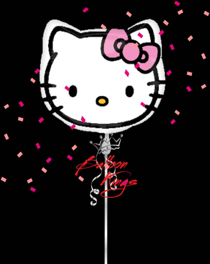 Hello Kitty Balloon Wallpaper with Pink Confetti Background