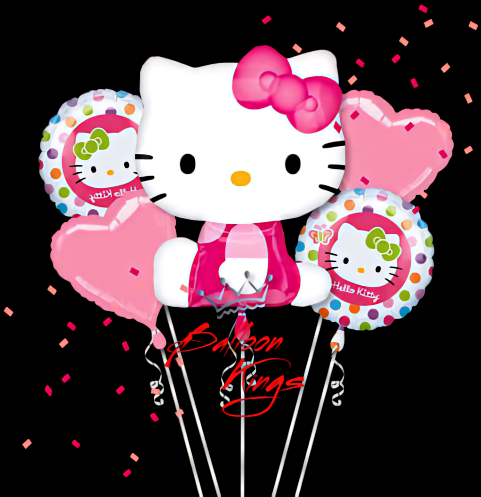 Hello Kitty Birthday Balloons: Festive Wallpaper with Confetti