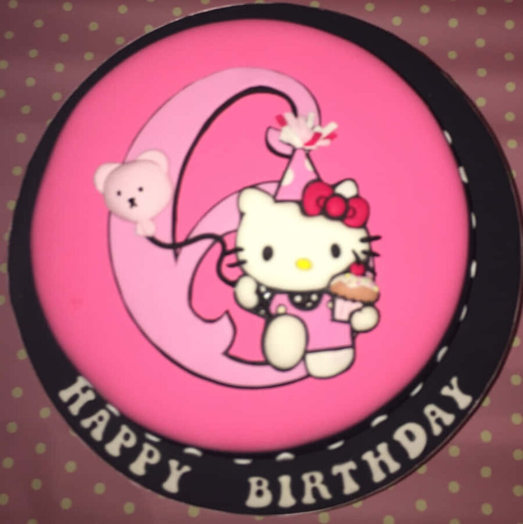 Adorable Hello Kitty Birthday Wallpaper with Cupcake & Balloons