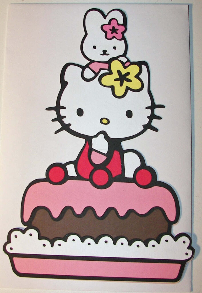 Festive Hello Kitty Cake Wallpaper with Bunny & Flowers