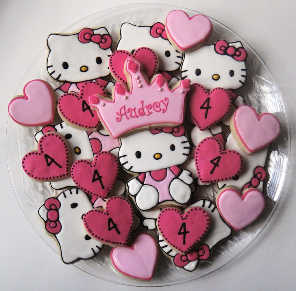 Hello Kitty Birthday Wallpaper: Adorable Cookies for Audrey's 4th Party