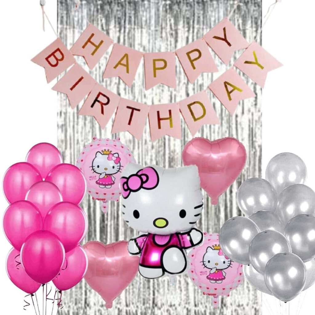 Hello Kitty Birthday Wallpaper: Pink & Silver Festive Background