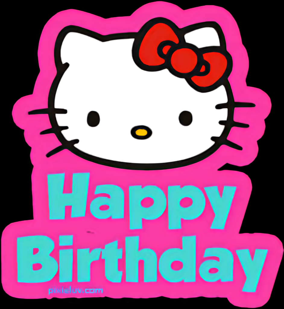 Hello Kitty Birthday Wallpaper: Bright Pink & Turquoise Design