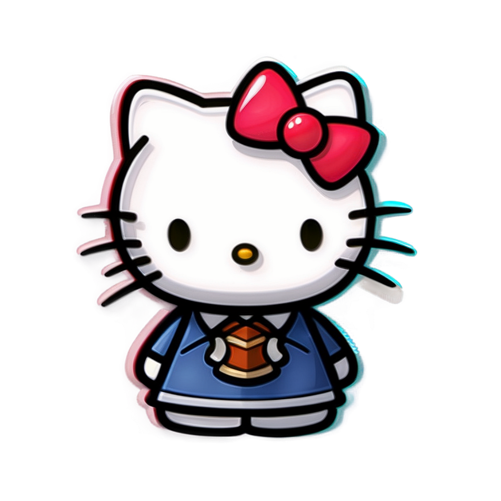 Hello Kitty in Blue Outfit with Book - Cute Gradient Wallpaper