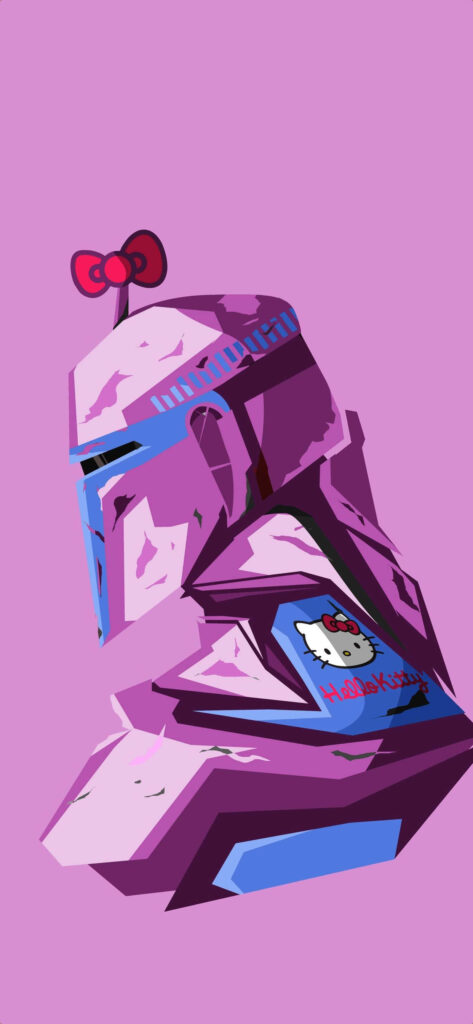 Hello Kitty Meets Boba Fett: Pink-Themed iPhone Wallpaper Design