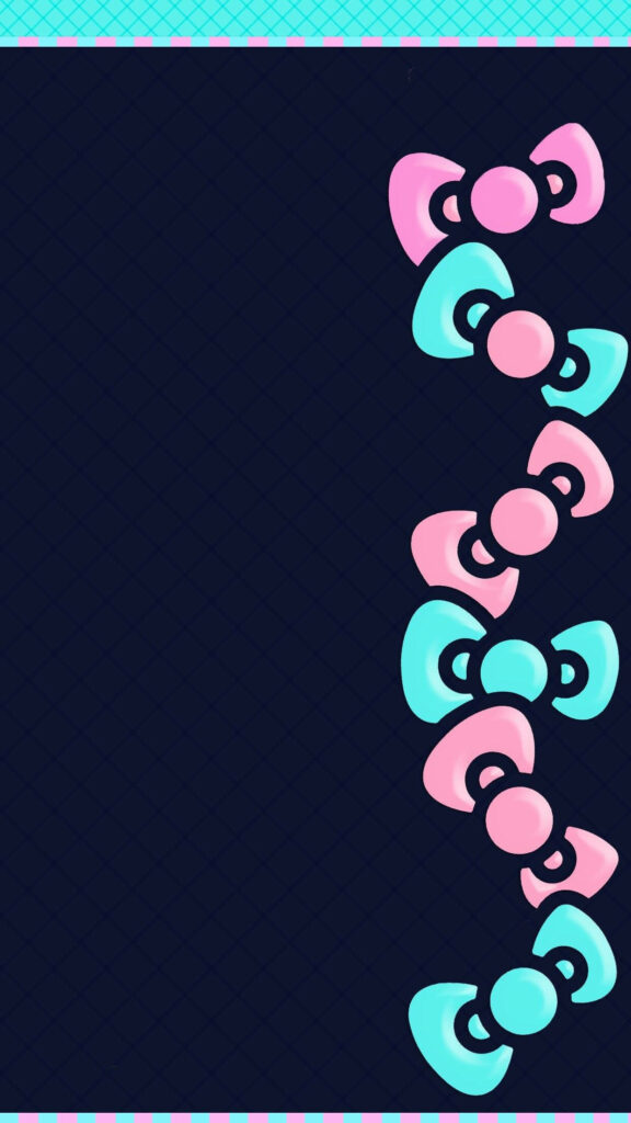 Charming Navy Blue Hello Kitty Bow Wallpaper - Pastel Design