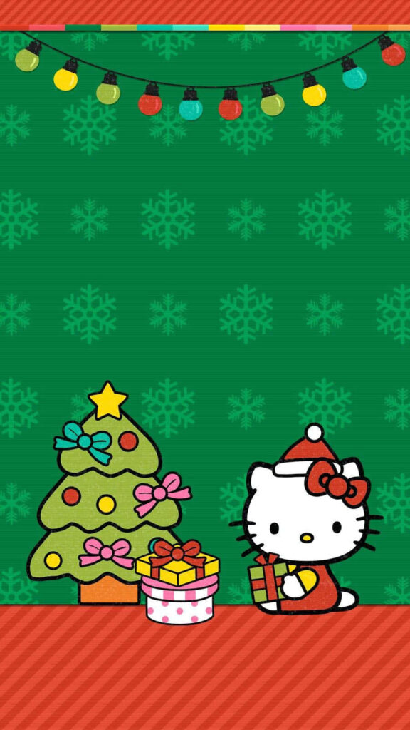 Hello Kitty Christmas Wallpaper: Santa, Tree, Lights & Snowflakes