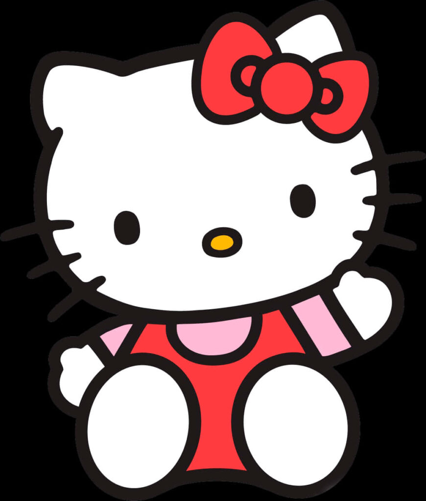 Charming Hello Kitty Wallpaper: Classic Pose with Iconic Red Bow