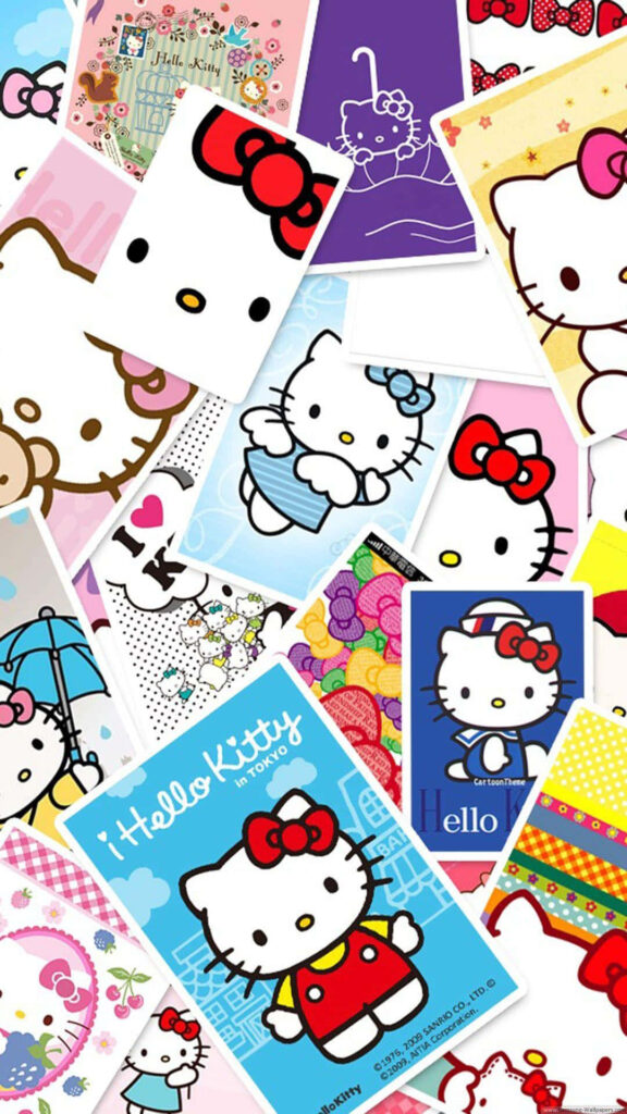 Vibrant Hello Kitty Wallpaper: Adorable Collage for Fans