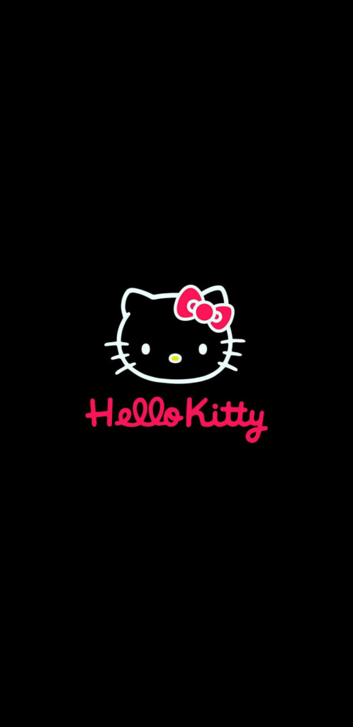 Hello Kitty Face Outline Wallpaper: Cute Black & Pink Design