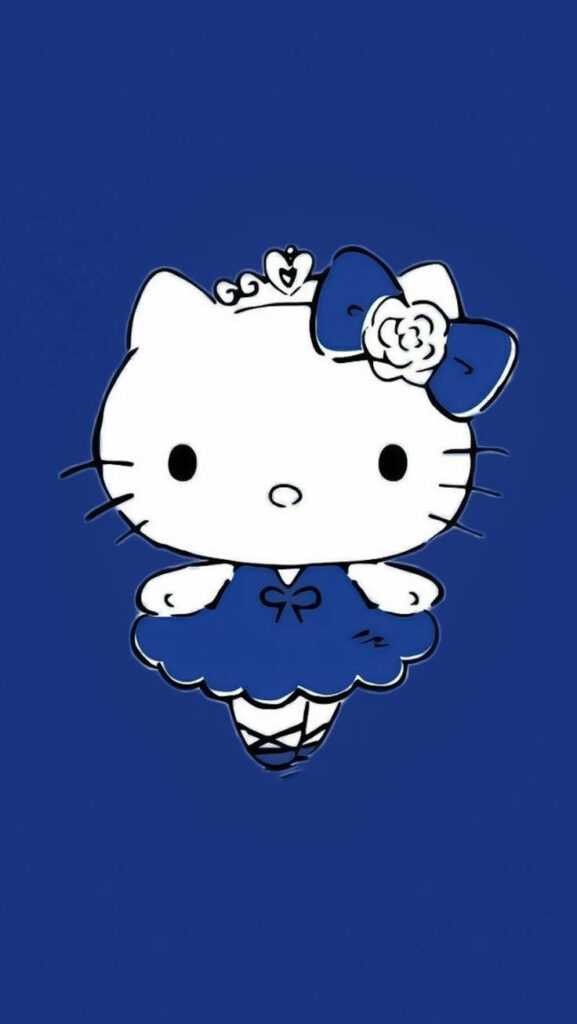 Charming Hello Kitty Wallpaper in Deep Blue - Cute Background Design