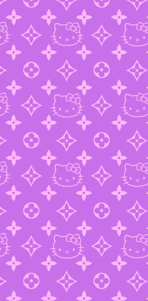 Cute Hello Kitty Purple Wallpaper: Playful Repeating Pattern Design