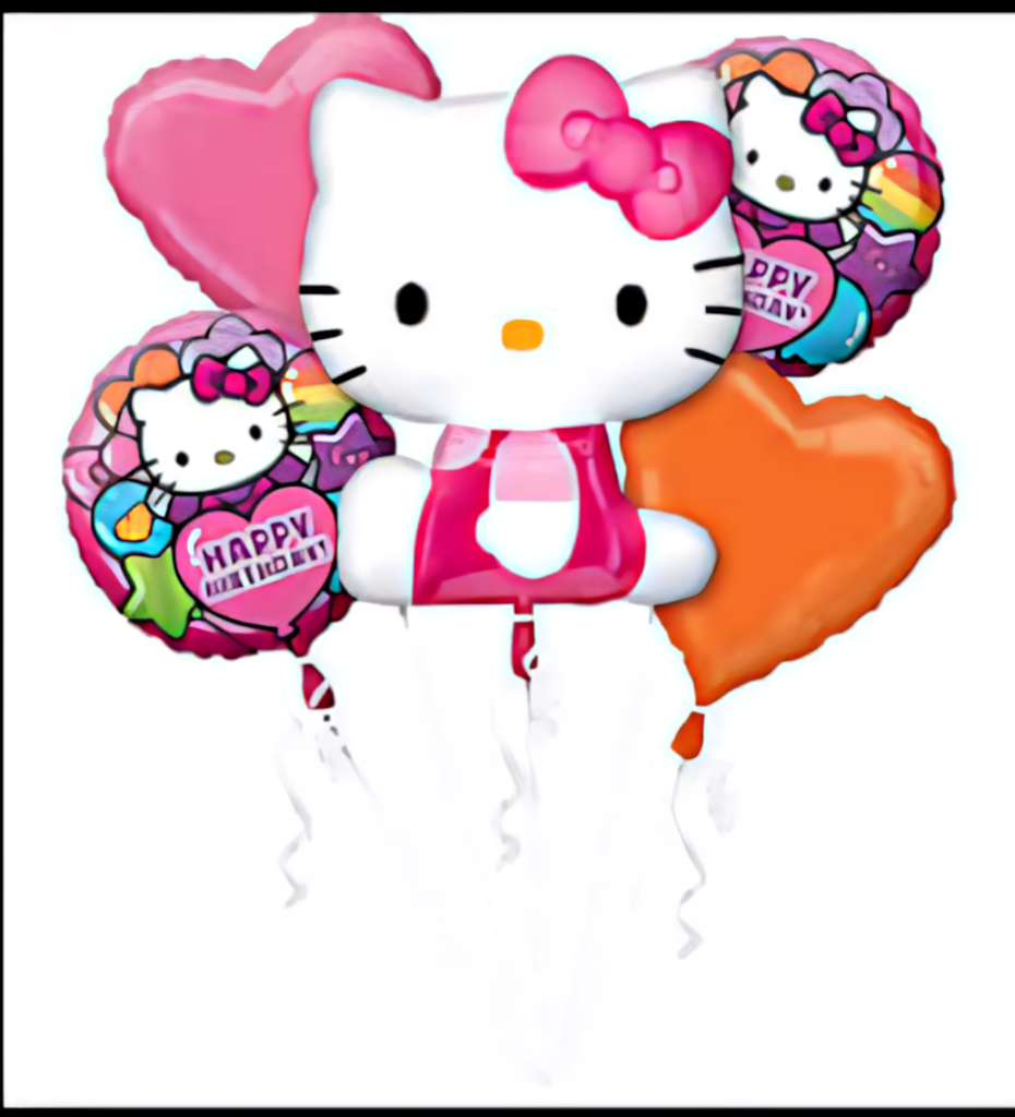 Festive Hello Kitty Wallpaper: Vibrant Balloons & Birthday Joy