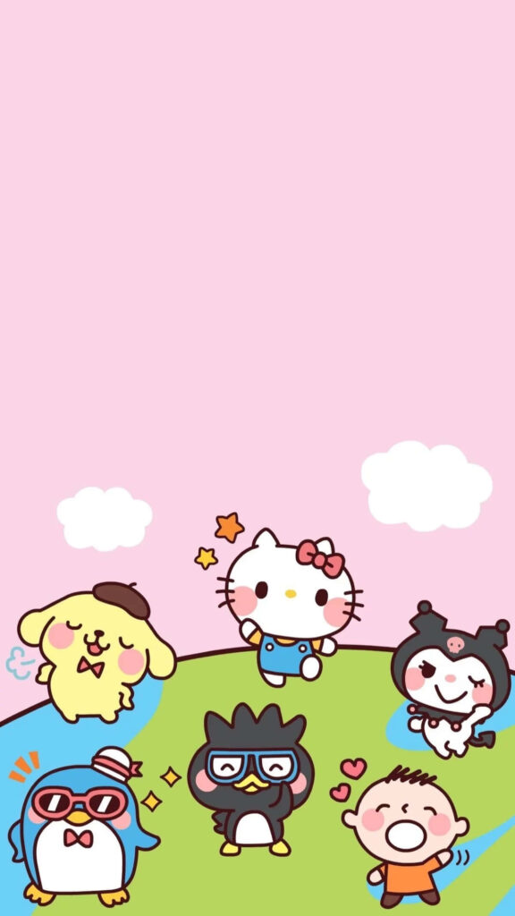 Hello Kitty & Friends: Cute Pink Background Wallpaper for Kids