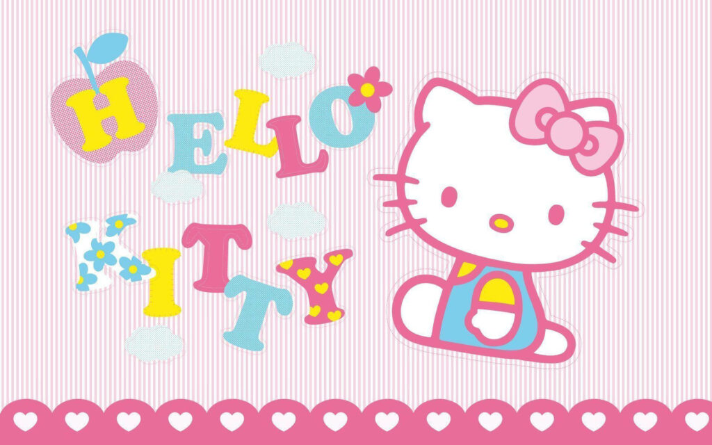 Hello Kitty's Charming Cut-outs: Aesthetically Pink-themed Desktop Wallpaper