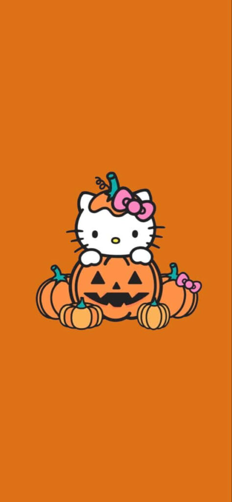 Cute Hello Kitty Pumpkin Wallpaper for Festive Halloween Decor