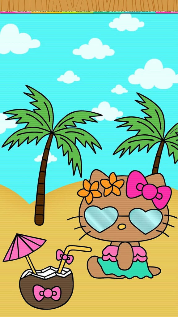 Hello Kitty Hawaiian Beach Wallpaper: Tropical Vibes & Colorful Fun