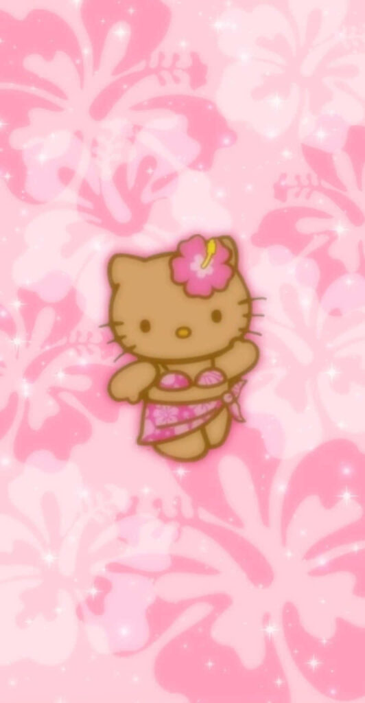 Hello Kitty Hawaiian Wallpaper: Cute Tropical Floral Background