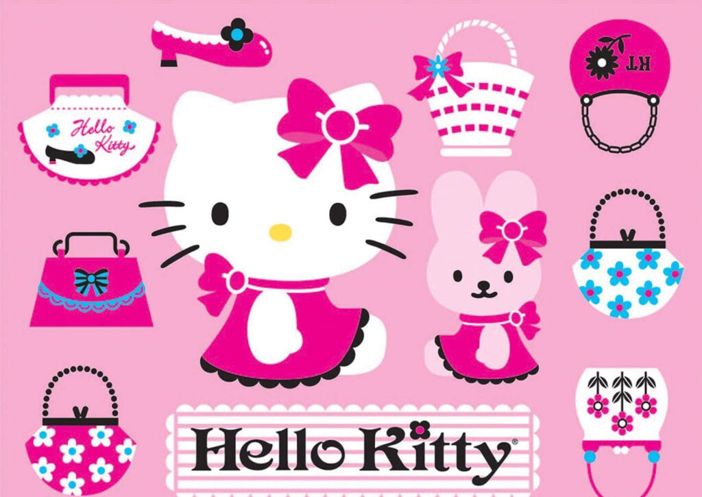 Hello Kitty and Her Chic Handbag Collection - Glamorous Laptop Wallpaper