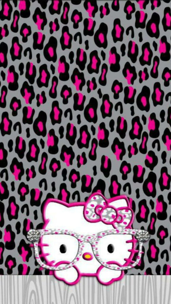 Hello Kitty Leopard Print Wallpaper: Cute Gray Background Design